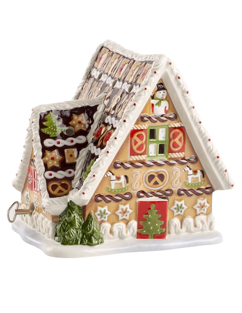 Figura decorativa de casa de jengibre de porcelana