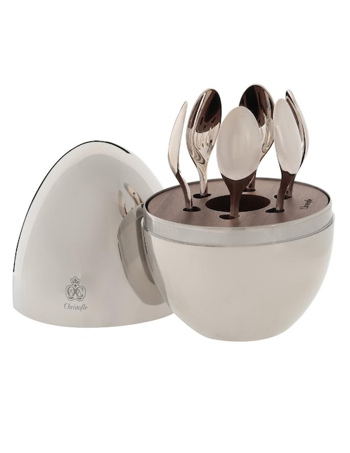 Set de 6 cucharas Mood espresso chico plateado 1