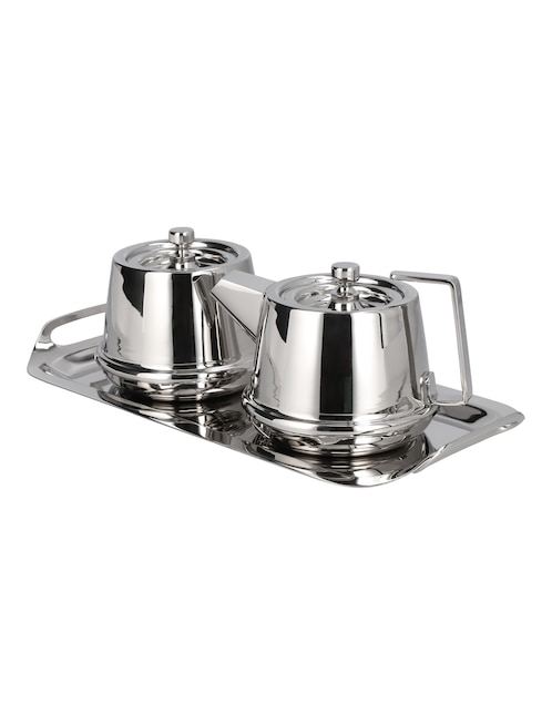 Set de tazas con tapa Ballesteros Niquelado Clasico 3 piezas