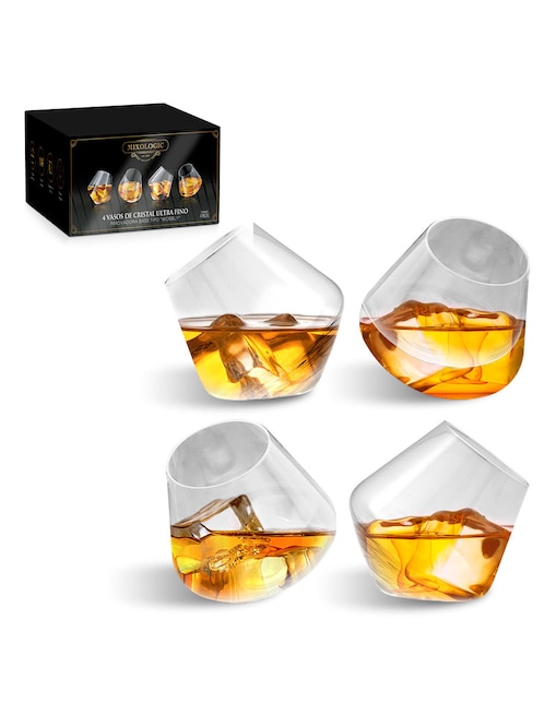 Set de vasos Whiskey Town de vidrio con 4 vasos