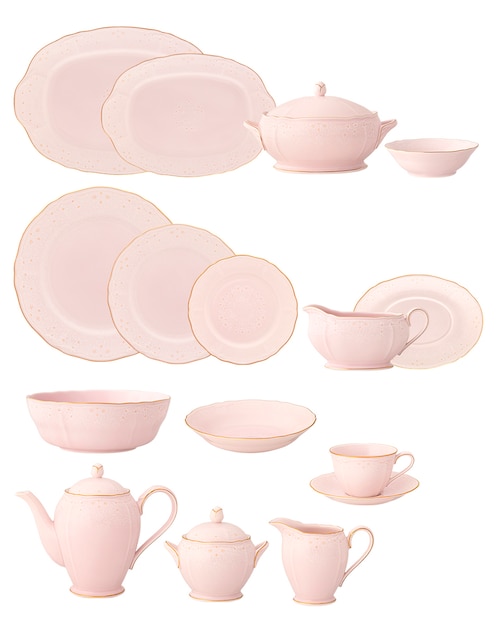 Vajilla cerrada Rose Bouquet de porcelana para 12 personas