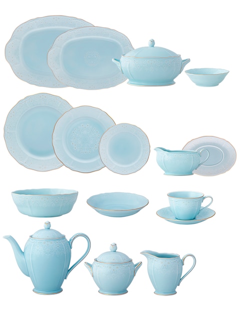 Vajilla cerrada Noritake Morning Bouquet Azul de porcelana para 12 personas