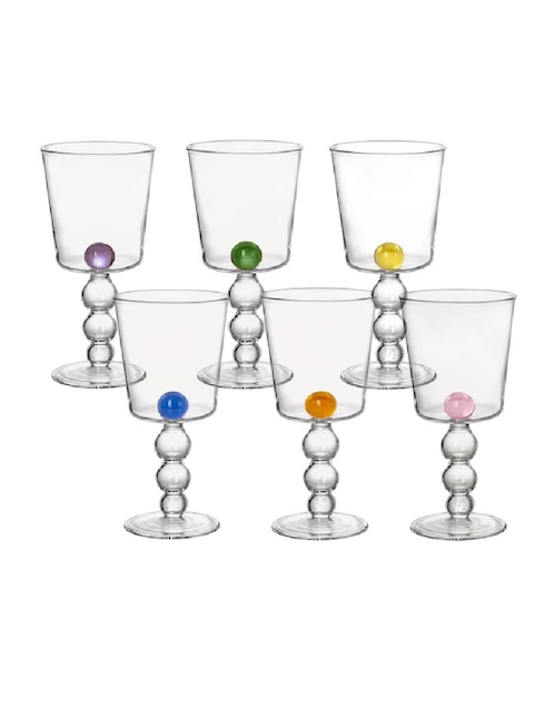 Set de copas para agua Waww La Table India Mahdavi de vidrio 6 piezas