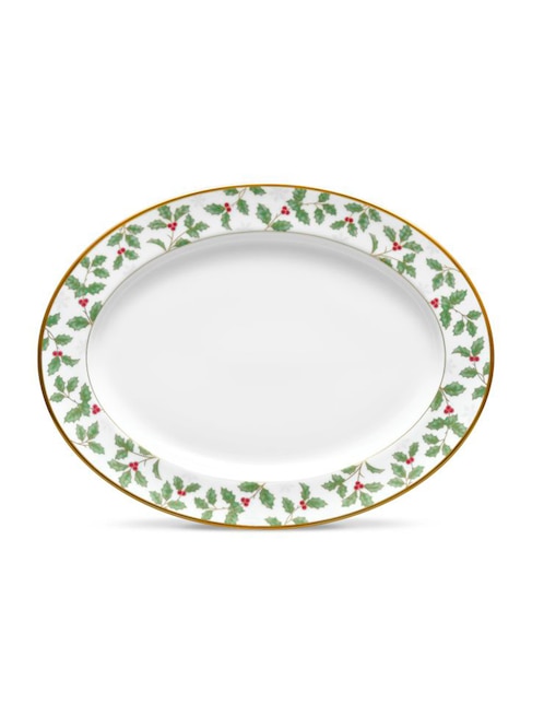 Platón navideño Holly and Berry de porcelana 1