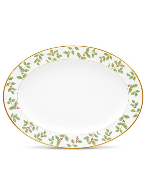 Platón navideño Noritake Holly and Berry de porcelana
