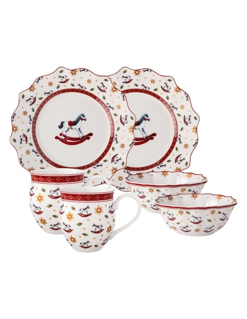 Vajilla cerrada navideña Villeroy & Boch Toy's Delight de porcelana para 2 personas