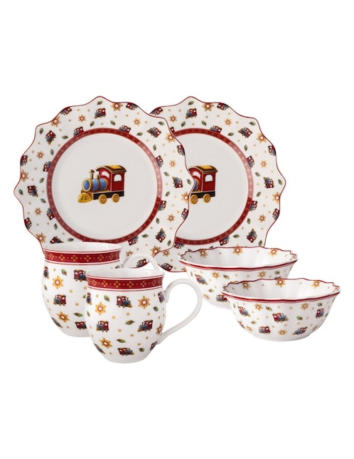 Vajilla cerrada navideña Villeroy & Boch Toy's Delight de porcelana para 2 personas