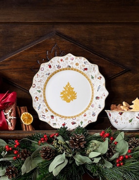 Plato postre navideño Villeroy & Boch de porcelana