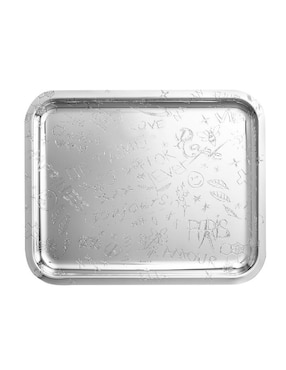 Charola multiusos Christofle Graffiti de metal plateado