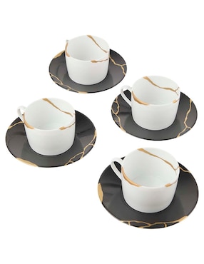 Set de tazas terno Bernardaud Kintsugi Coal 8 piezas