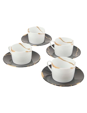 Set de tazas terno Bernardaud Kintsugi Coal 8 piezas