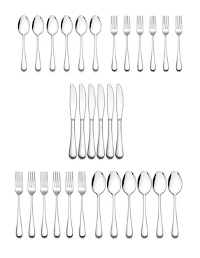 Set cubiertos Genérica de acero inoxidable 30 piezas