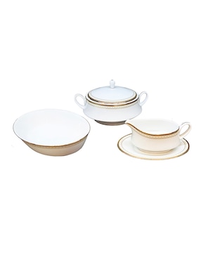 Vajilla cerrada Noritake rochester gold de porcelana para 12 personas