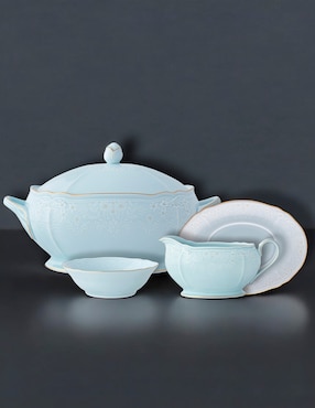 Vajilla cerrada Noritake Morning Bouquet Azul de porcelana para 12 personas
