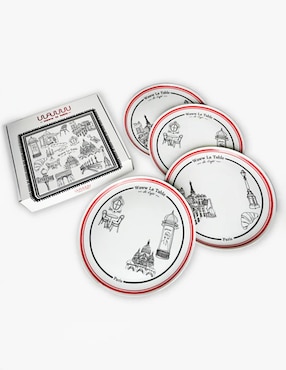 Set platos trinche Waww La Table Paris-Paris de porcelana 4 piezas