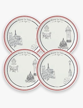 Set platos trinche Waww La Table Paris-Paris de porcelana 4 piezas