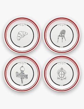 Set platos Waww La Table Paris Paris de porcelana 4 piezas