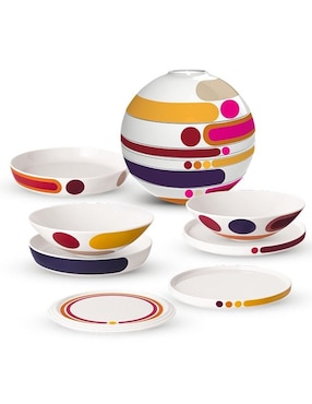 Set platos Villeroy & Boch Iconic La Boule Miami de porcelana 7 piezas