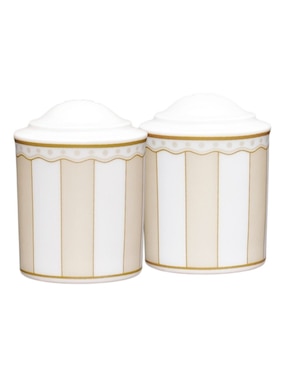 Set salero y pimentero Noritake Carnivale Champagne de porcelana