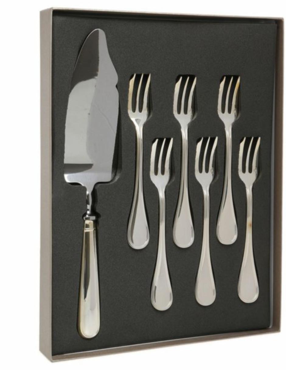 Set de 6 Tenedores y Pala en Baño de Plata