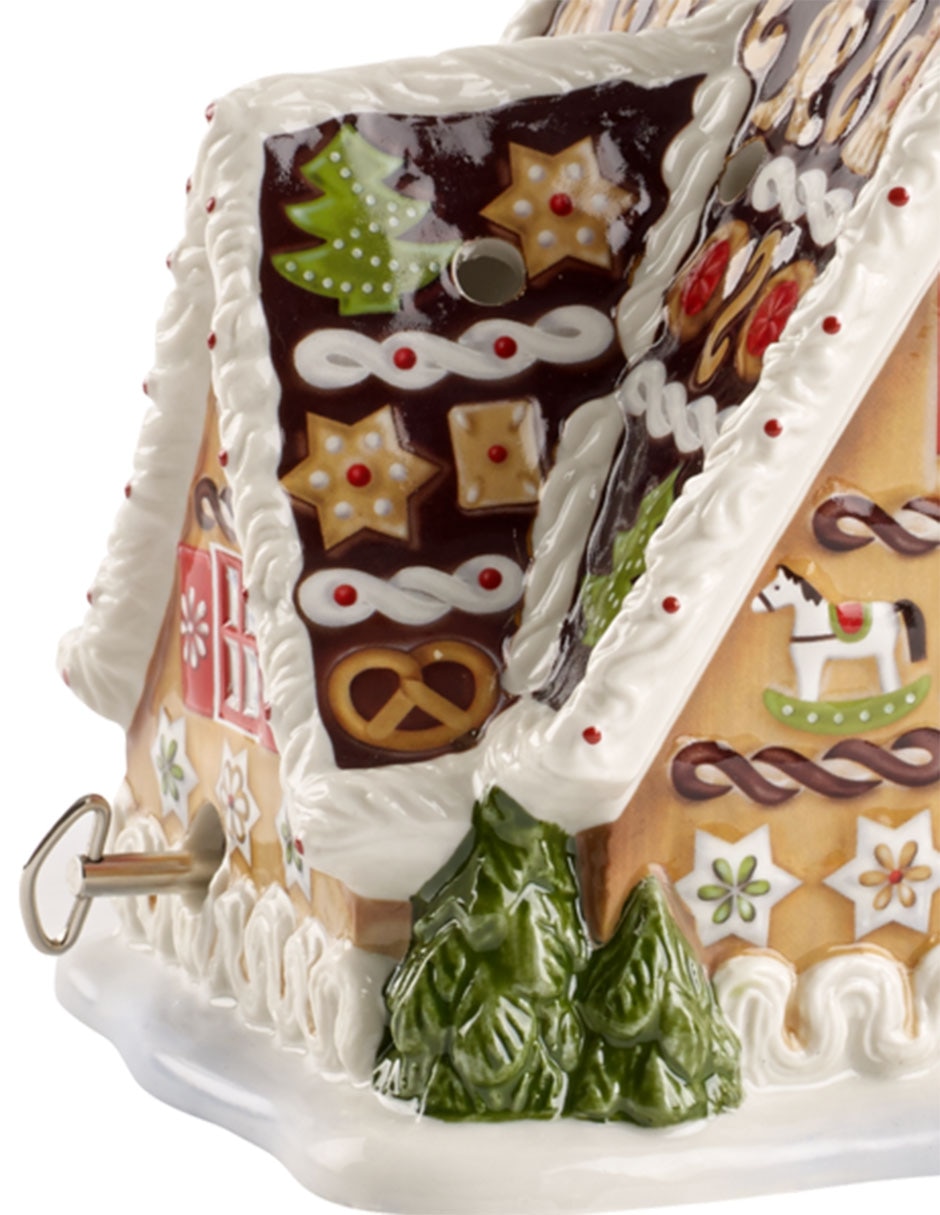 Figura decorativa de casa de jengibre de porcelana
