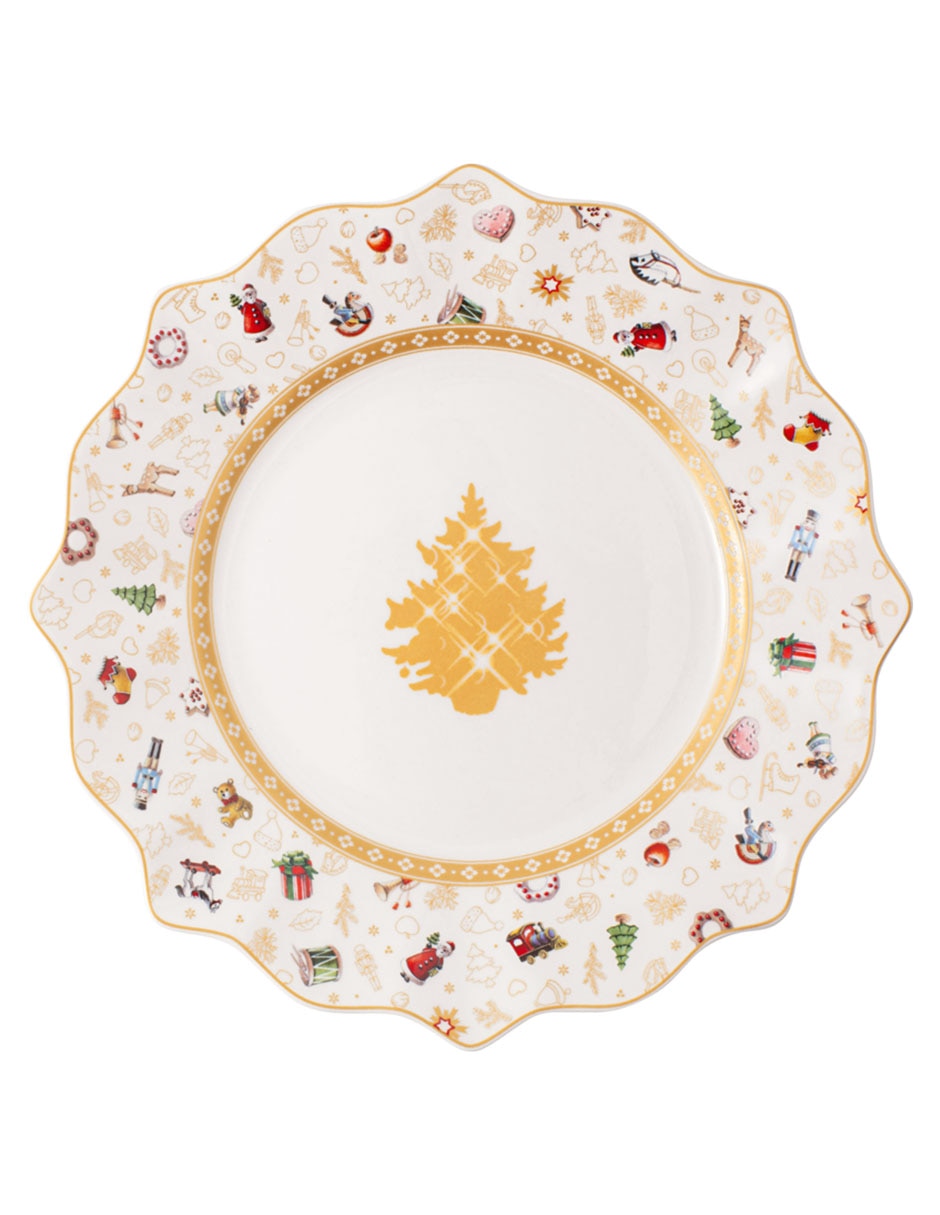 Plato postre navideño de porcelana