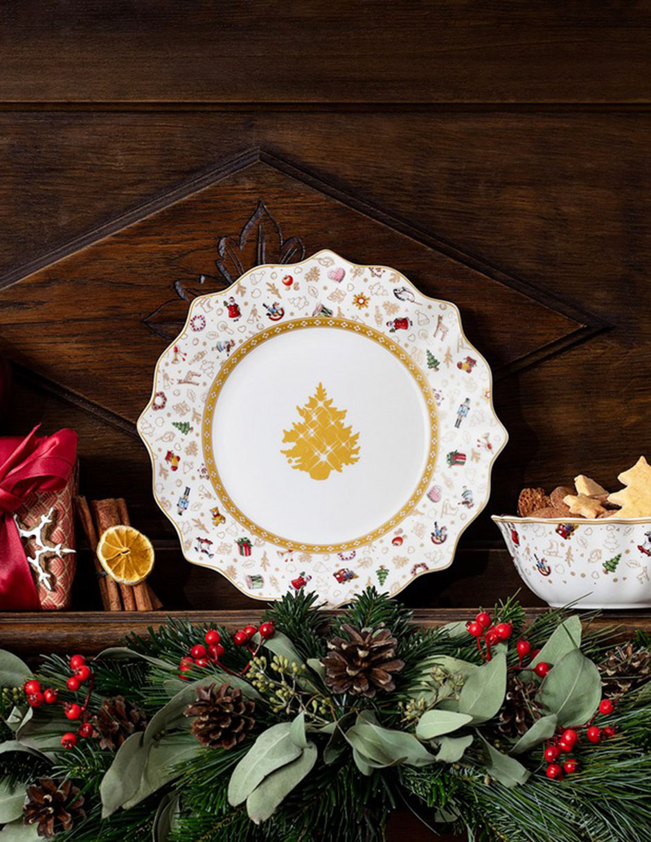 Plato postre navideño de porcelana 3