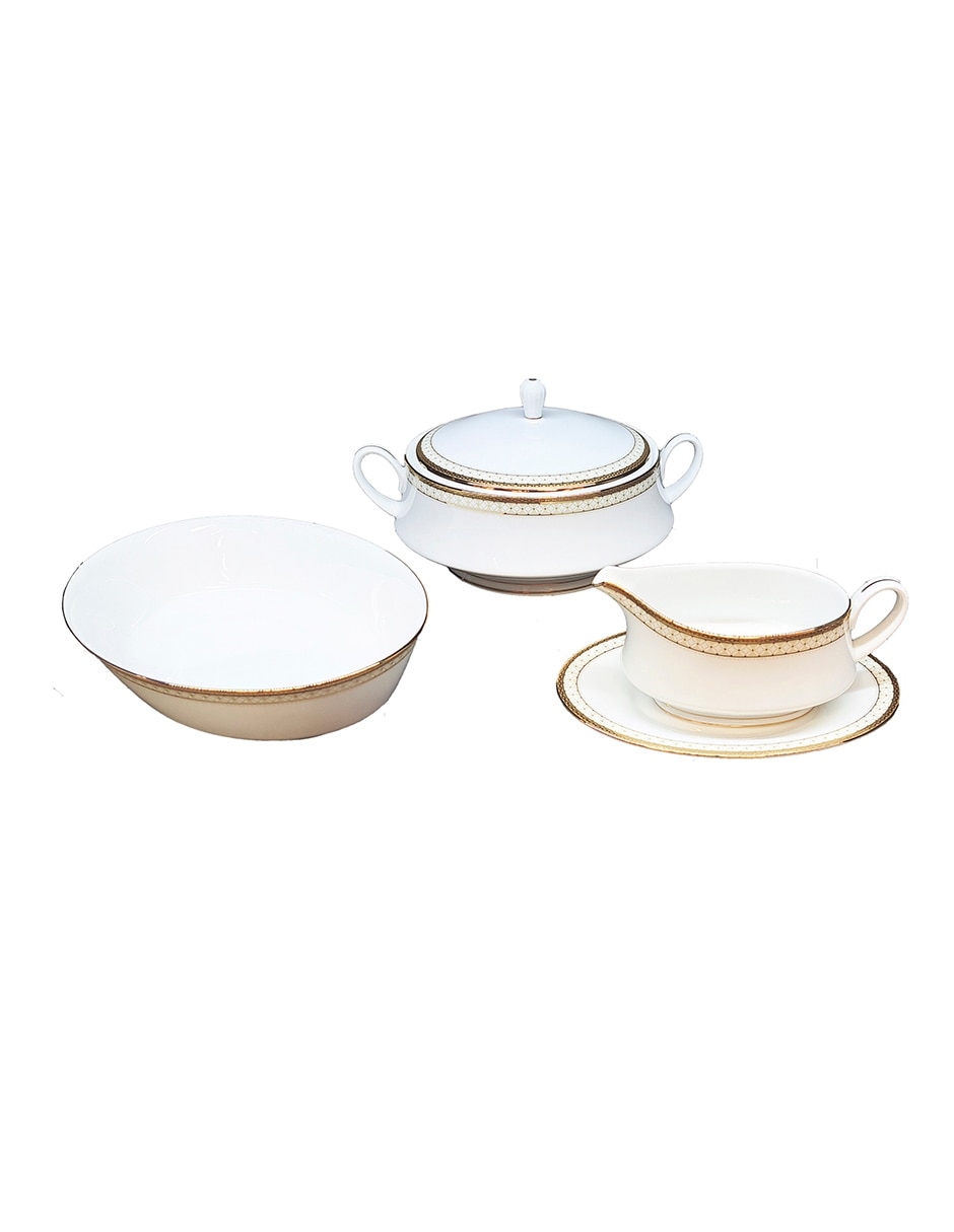 Vajilla cerrada rochester gold de porcelana para 12 personas 11