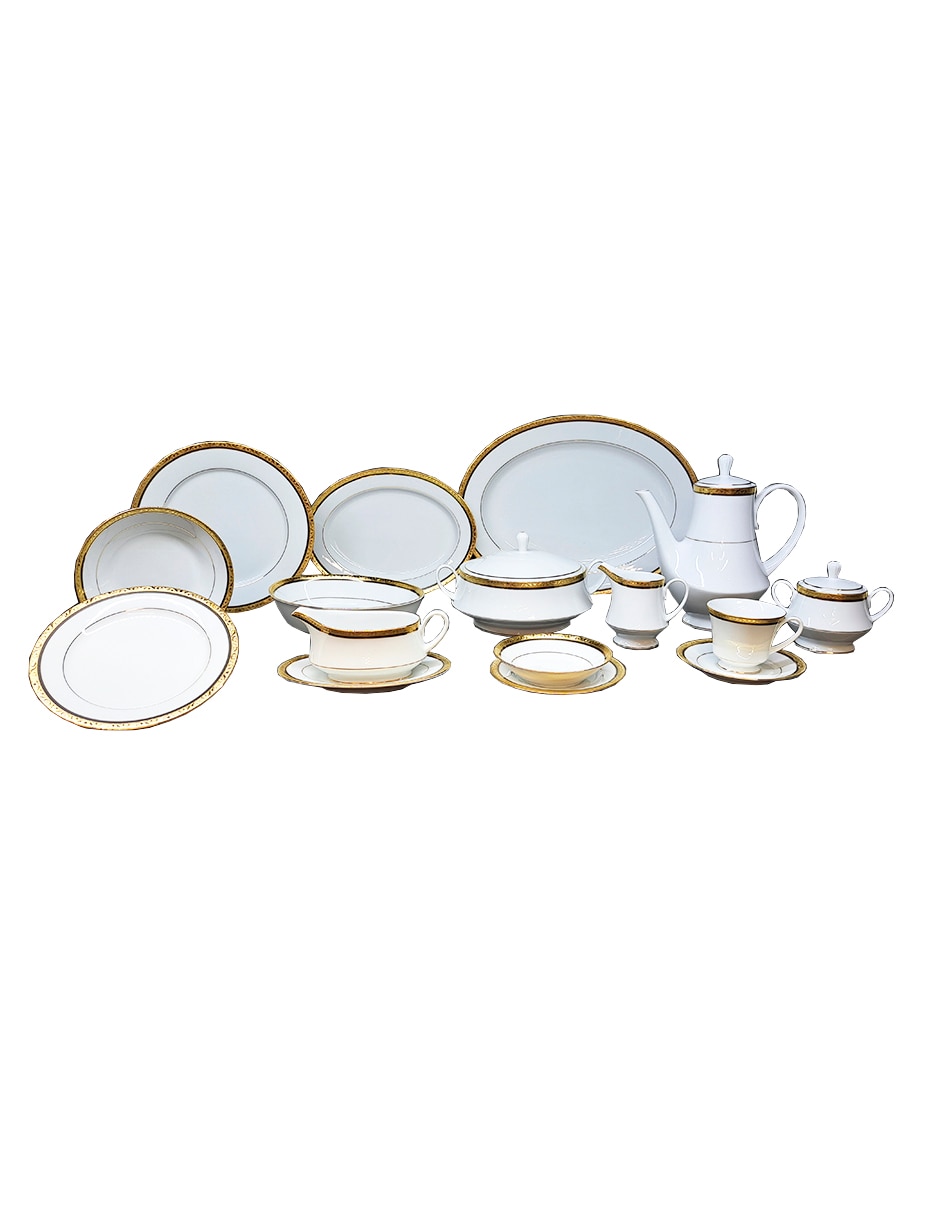 Vajilla regent gold de porcelana para 12 personas