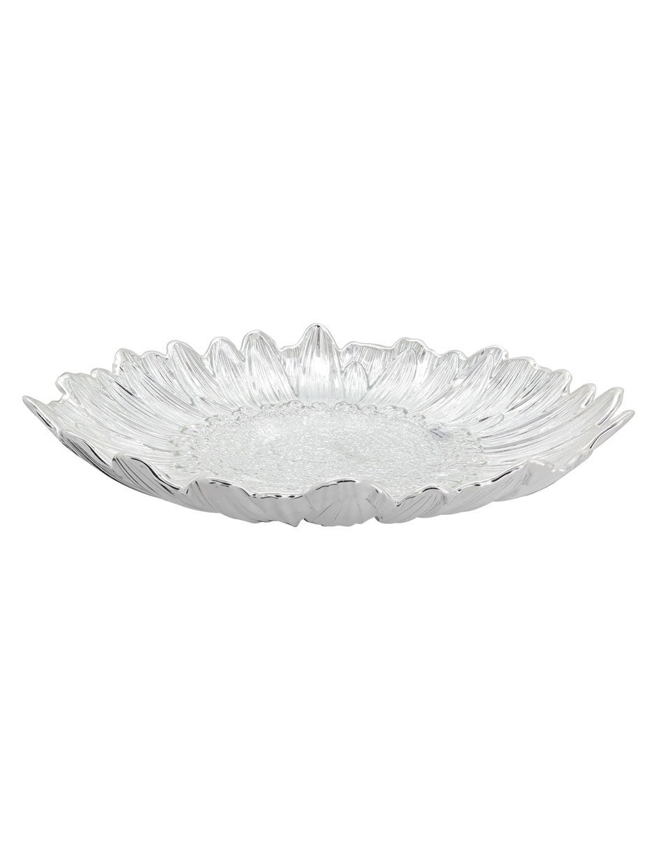 CENTRO DE MESA FLOR BAÑO PLA, PLATEADO