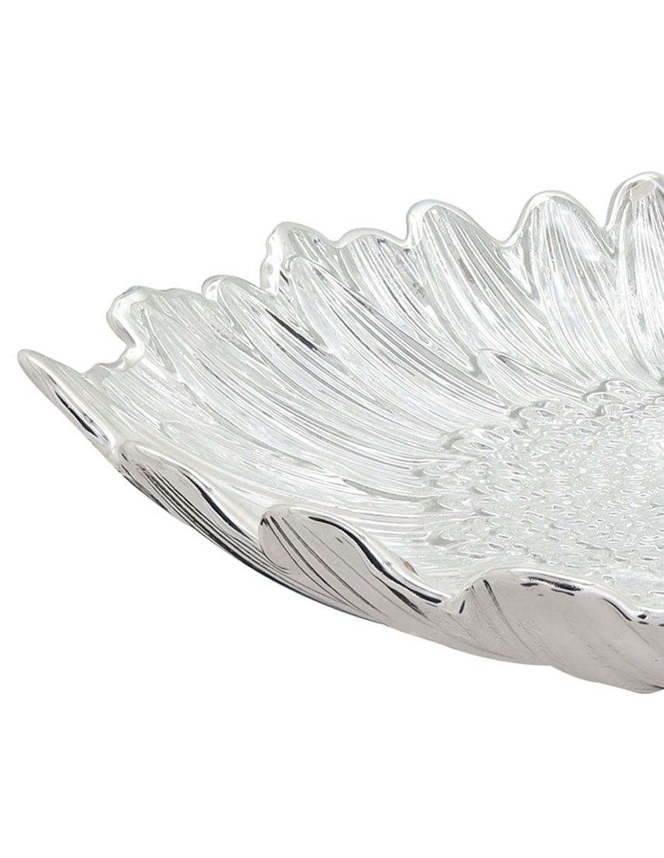 CENTRO DE MESA FLOR BAÑO PLA, PLATEADO