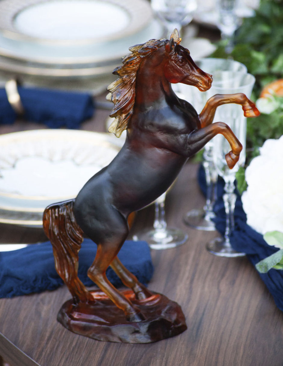 Escultura Cheval Fougueux de cristal 2