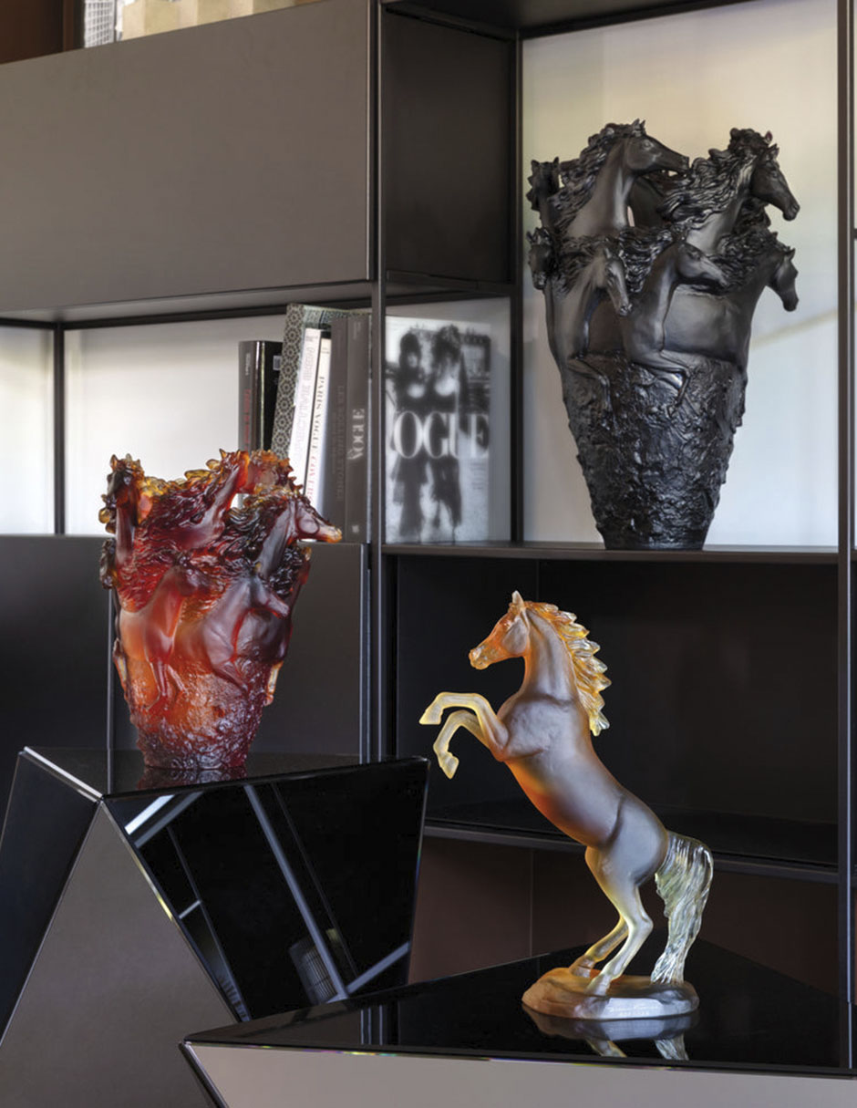 Escultura Cheval Fougueux de cristal 3