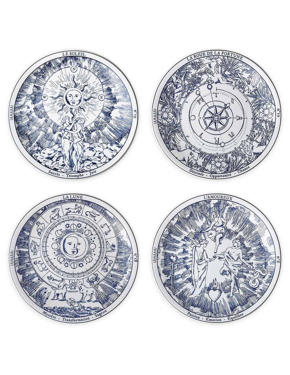 Set de platos trinche Tarot de porcelana 4 piezas Set de platos trinche Tarot de porcelana 4 piezas