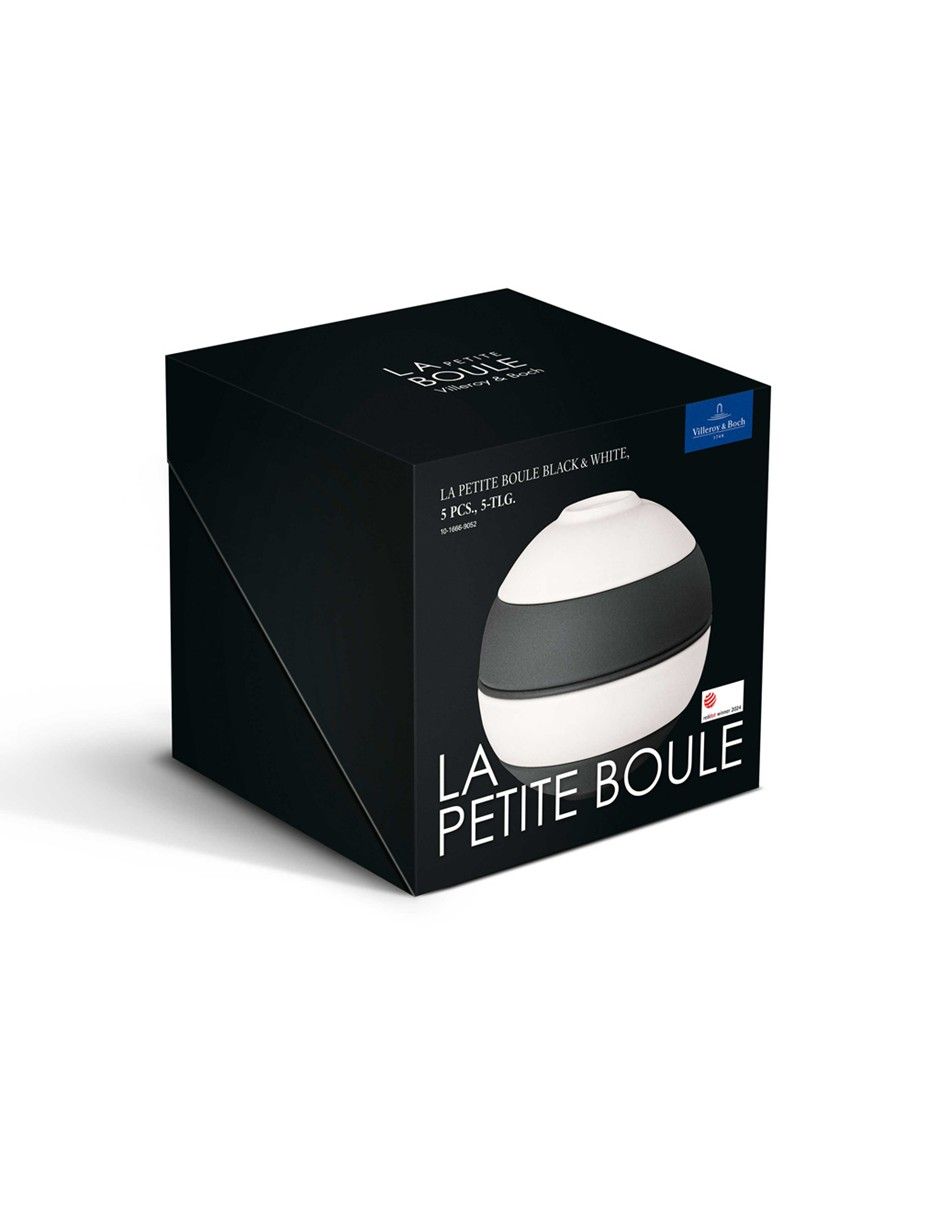 Set botaneros Iconic La Petit Boule Black and White de porcelana 5 piezas 2