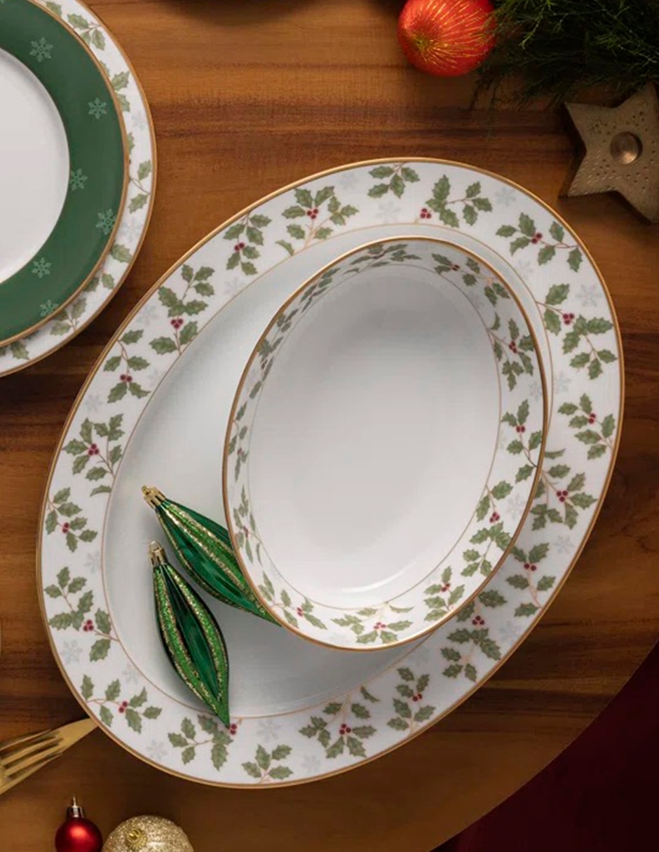 Platón navideño Holly and Berry de porcelana 2