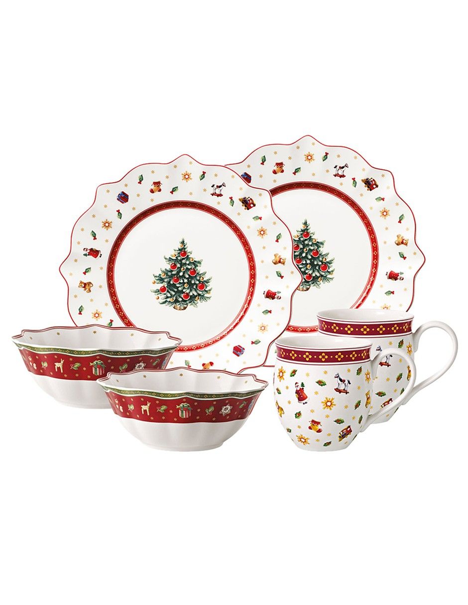 Vajilla cerrada navideña Toy's Delight de porcelana para 2 personas