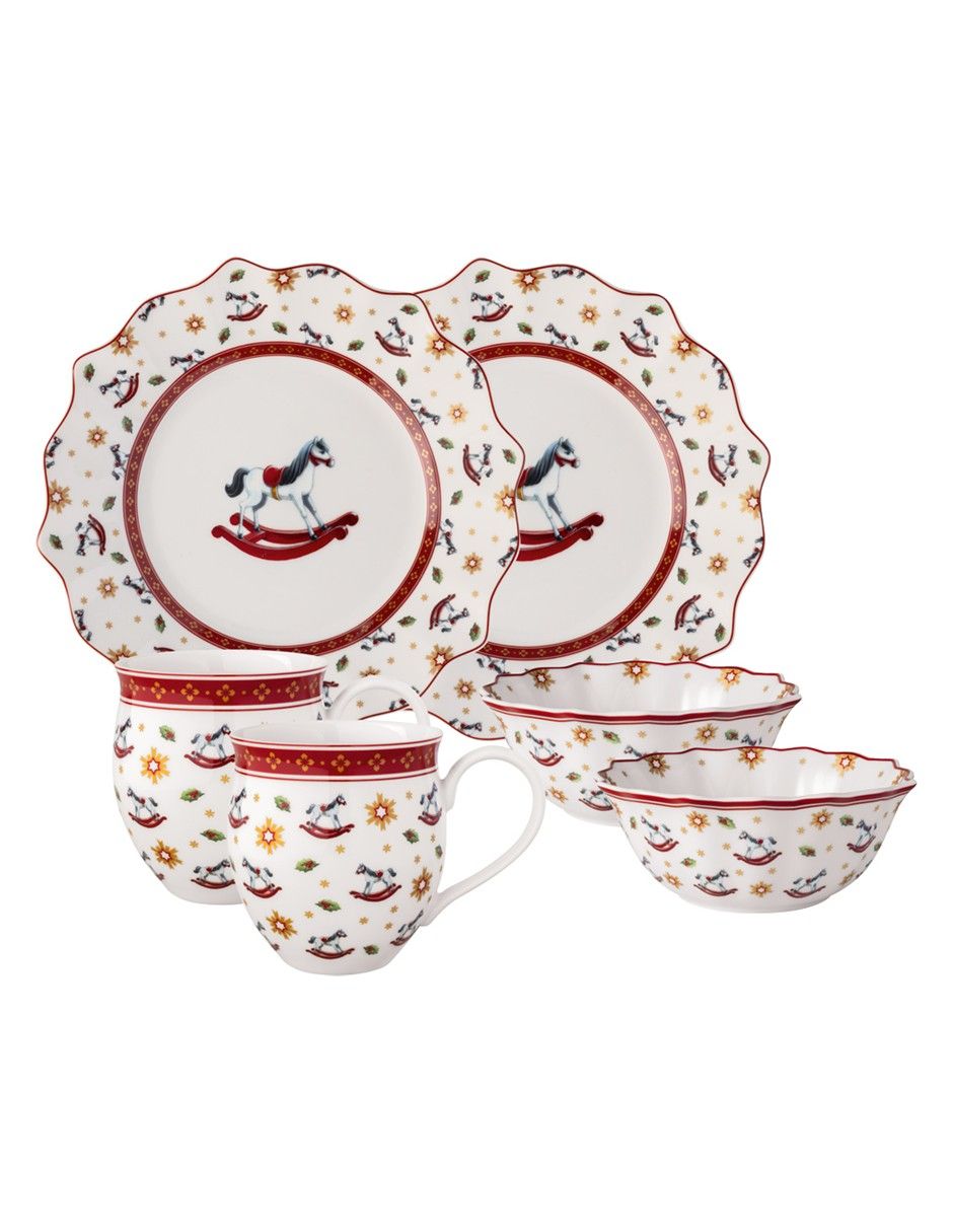 Vajilla cerrada navideña Toy's Delight de porcelana para 2 personas