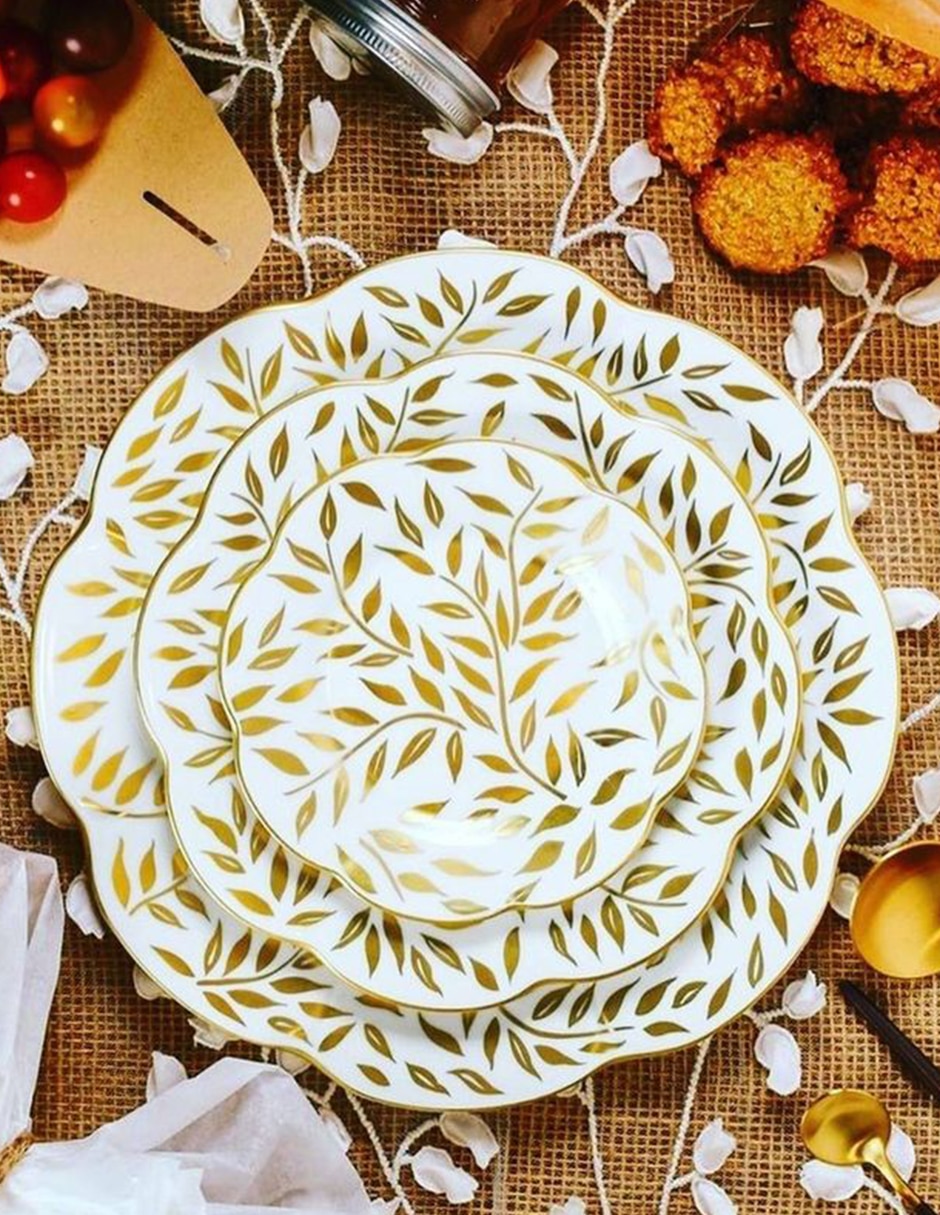 Plato Olivier Gold de porcelana 2