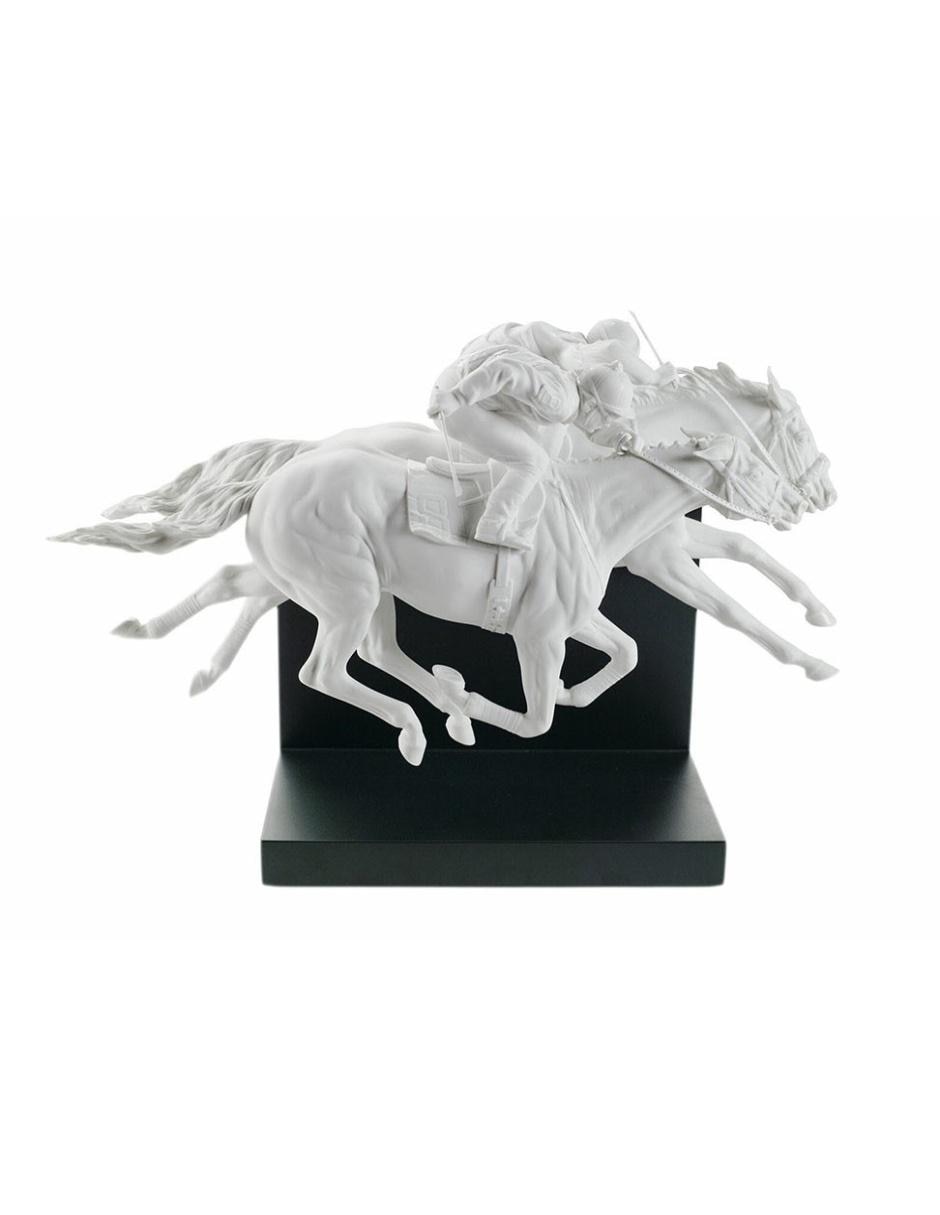 Escultura Lladró Carrera de Caballos blanca